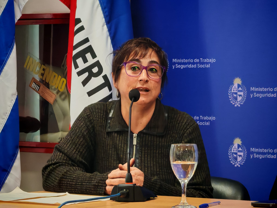 Presidenta del BPS Jimena Pardo durante el acto