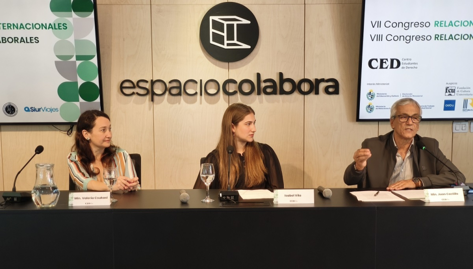 Castillo: “No hay ámbito más justo para redistribuir la riqueza que las relaciones laborales” Csukasi, Vila, Castillo en Congreso de relaciones laborales