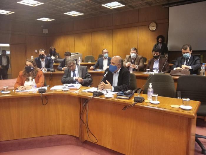 Comisión de Presupuesto del Senado Mieres y autoridades del ministerio en la Comisión de Presupuesto del Senado