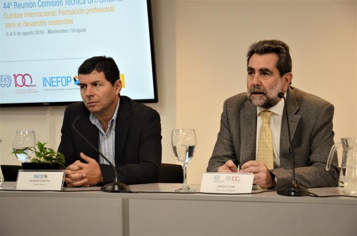 Presentación de la 44ª Reunión de la Comisión Técnica de OIT/Cinterfor Director de Inefop Eduardo Pereyra, y director de OIT Cinterfor Enrique Deibe
