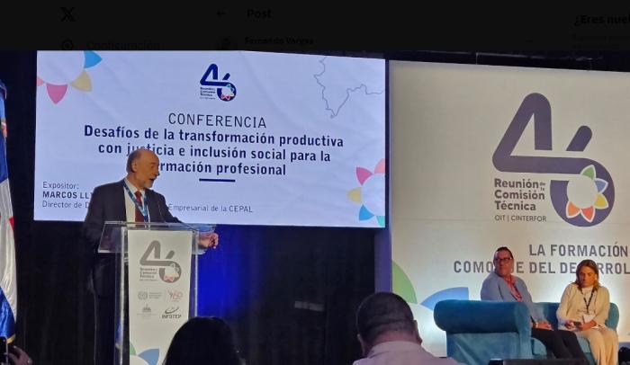 Ministro Mieres realizando su exposición en la 46ª Reunión de la Comisión Técnica de OIT/CINTERFOR