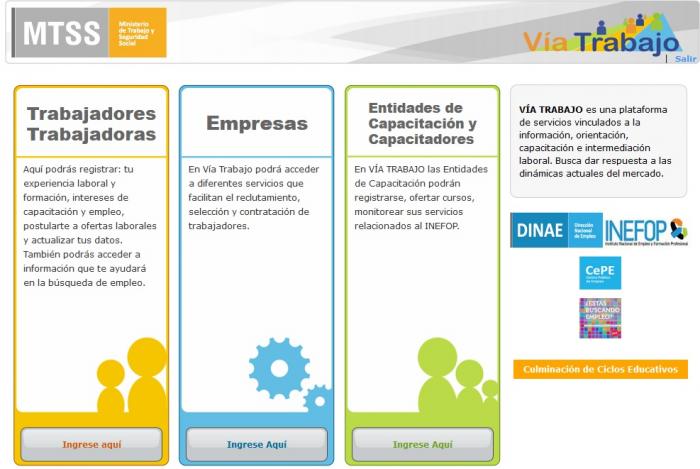 Inscripciones a Yo Estudio y Trabajo y proyecto UPM2 Portada de la plataforma Vía Trabajo