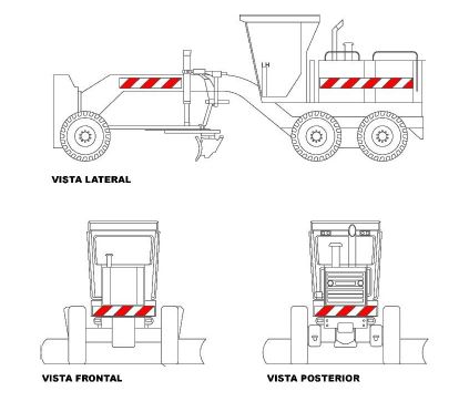 Figura 9.2: Retrorreflectivos en vehículos de obras, Fuente Manual de Señalización de Chile