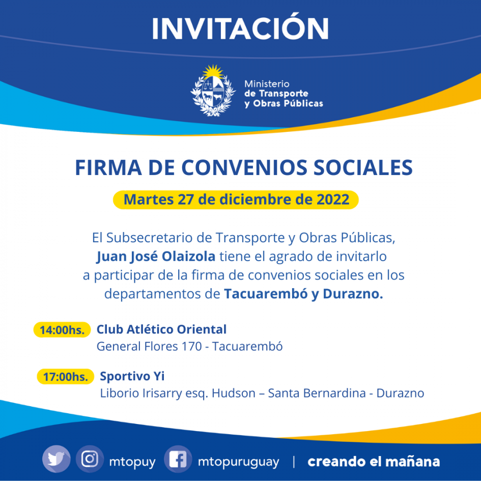 Invitación a firmas de convenio
