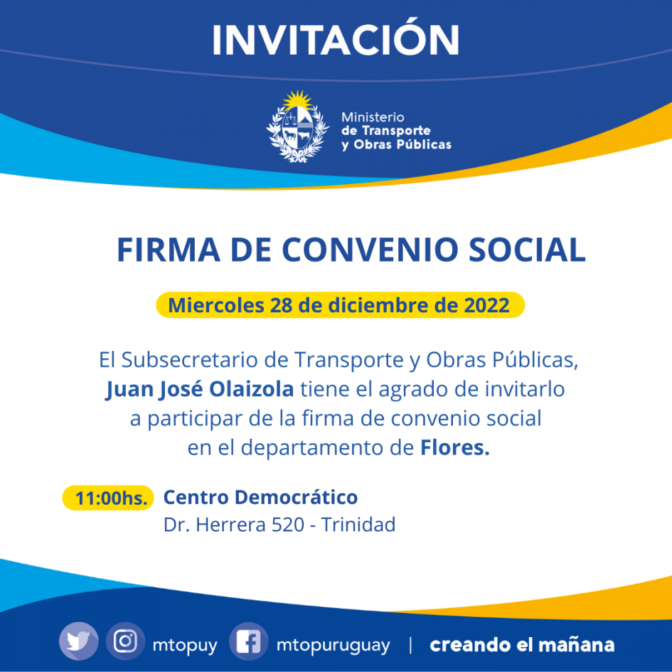 Invitación a firma de convenio