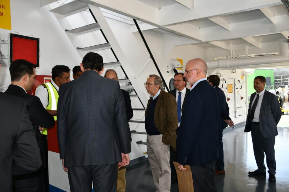 Inauguración primer barco Saga Welco con celulosa sale de Montevideo