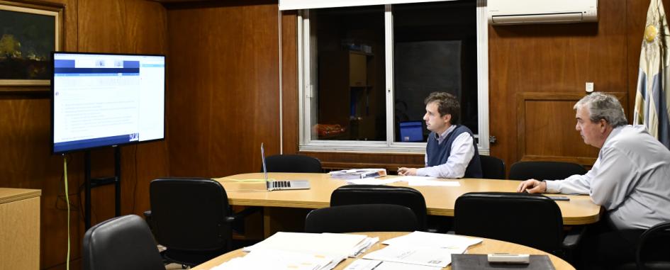 El ministro y el Director de Vialidad, Rodolfo Long, en videoconferencia.