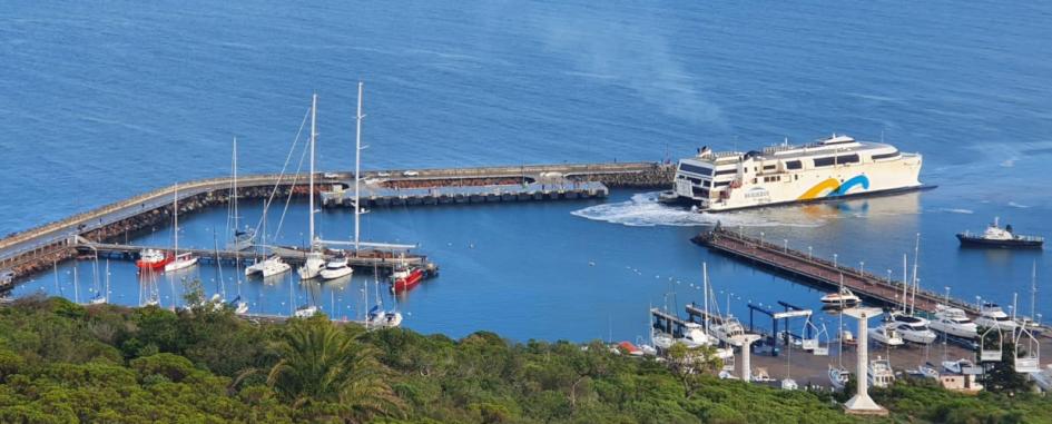 Buquebus realizó pruebas de reactivación de servicio Imagen de puerto Piriapolis con barco Buqubus