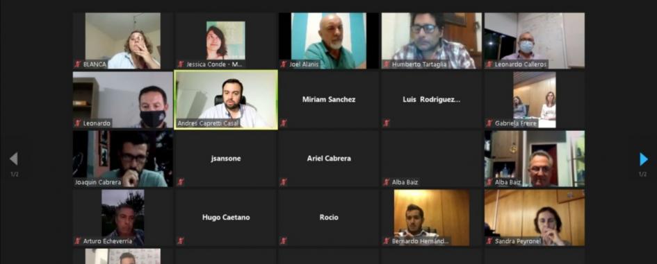 Captura de pantalla durante la audiencia virtual con vecinos de Sarandí Grande.