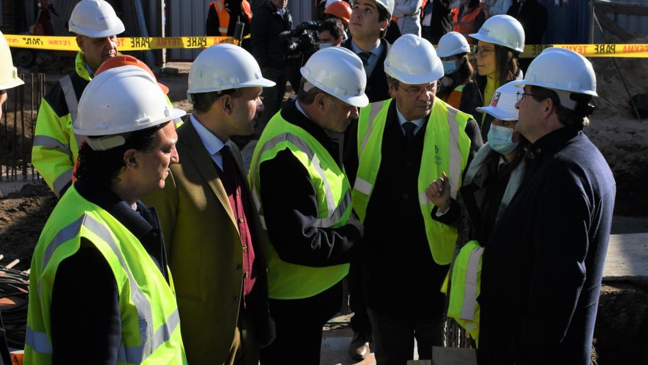 Ministro José Luis Falero, Álvaro Delgado, Leonardo Cipriani y Martín Lema recorren la obra