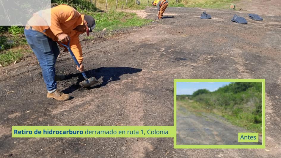 Retiro de hidrocarburo derramado en ruta 1, Colonia Retiro de hidrocarburo derramado en ruta 1, Colonia