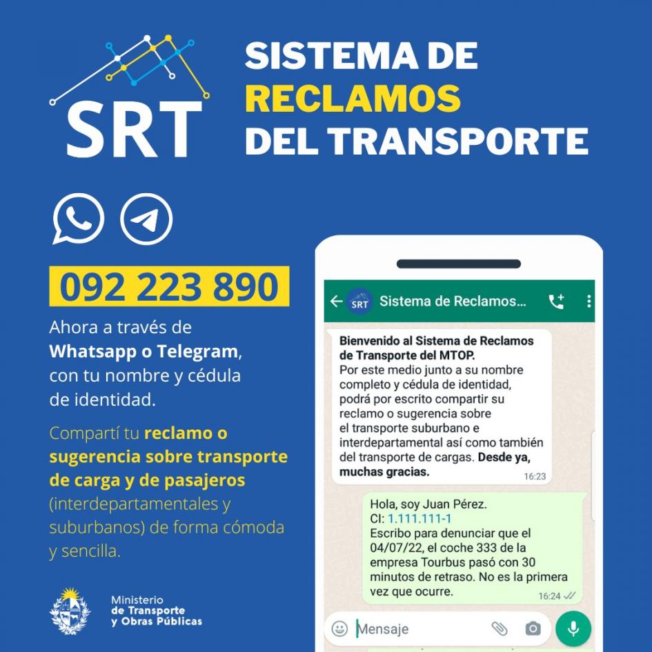 Sistema de Reclamos del Transporte Compartí tu reclamo o sugerencia sobre el transporte interdepartamental y suburbano de forma cómoda