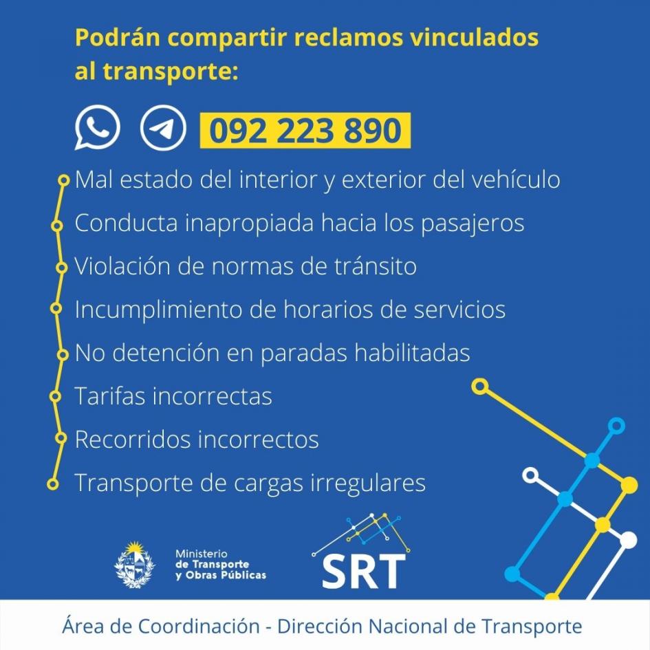 Sistema de Reclamos del Transporte Podrán compartir reclamos vinculados al transporte, como el mal estado del interior del vehículo