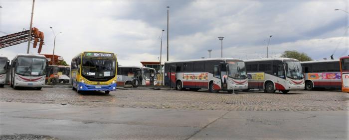 Ómnibus suburbanos en la terminal Baltasar Brum