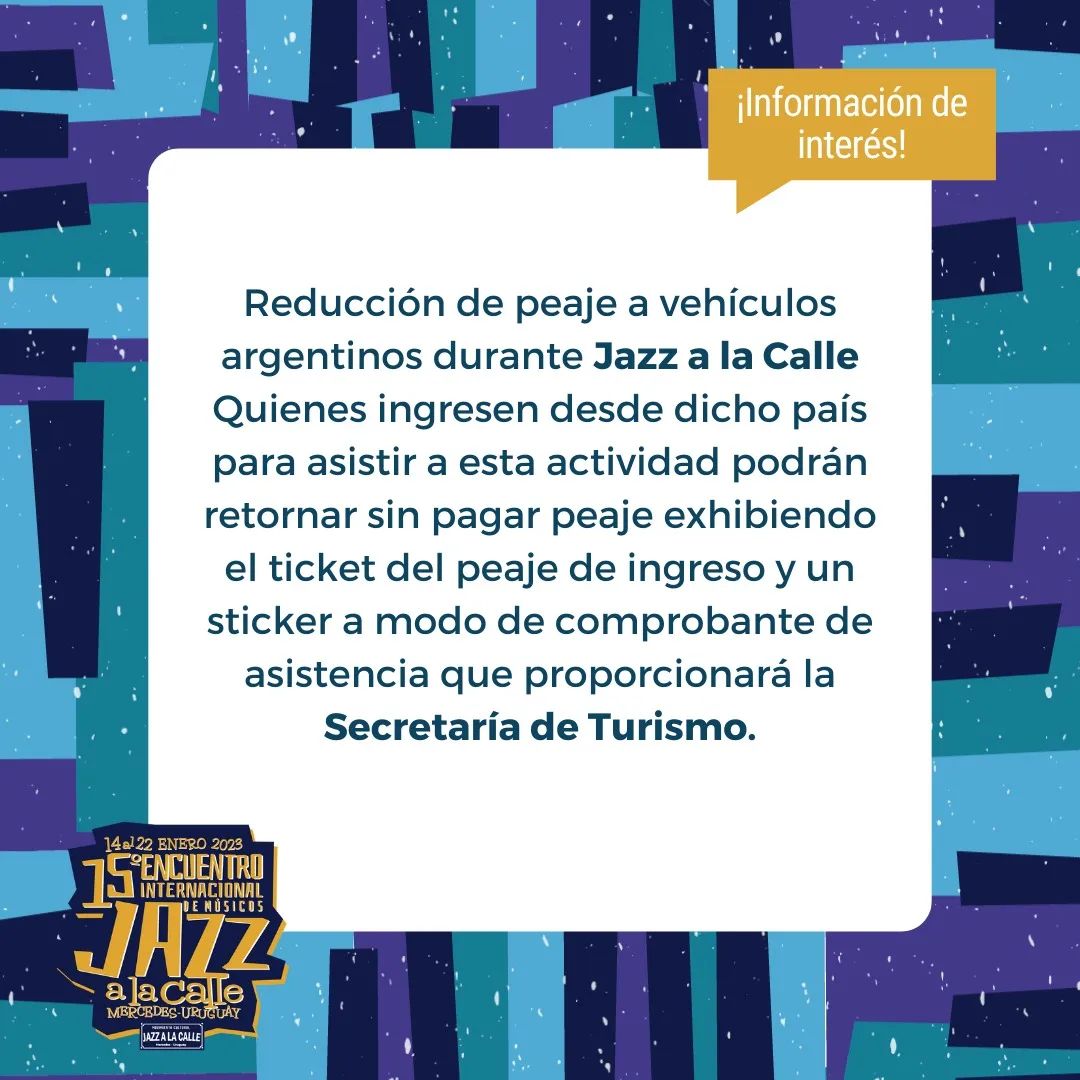 Vehículos argentinos que concurran a Jazz a la Calle serán eximidos con 50 % del pago del peaje