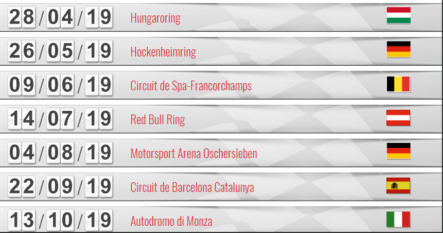 Calendario TCR Europa