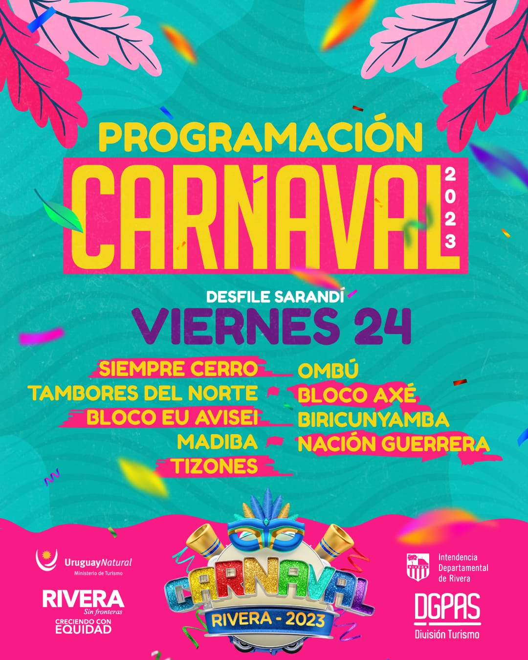 Programación 24 de febrero, Carnaval de Rivera