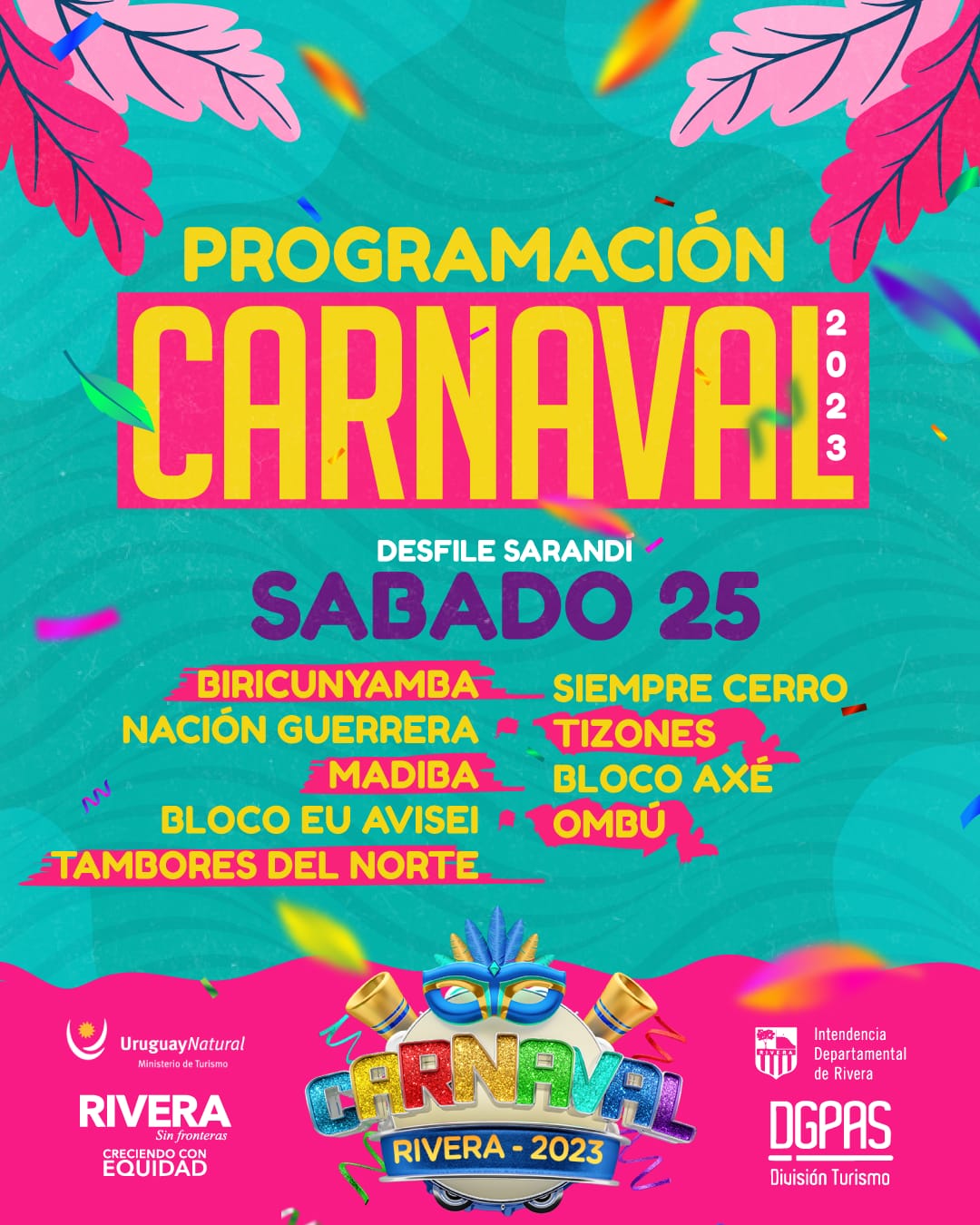 Programación 25 de febrero, Carnaval de Rivera