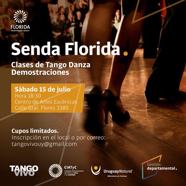 Clases de Tango Danza y demostraciones en Senda Florida a las 18:30 horas
