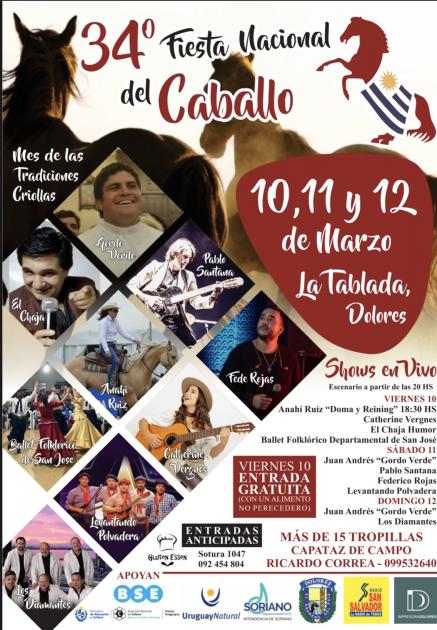 Fiesta Nacional del Caballo, del 10 al 12 de marzo en La Tablada, Soriano