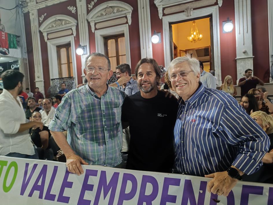 Intendente Pablo Caram junto al Presidente de la República, Luis Lacalle Pou y el Ministro Viera
