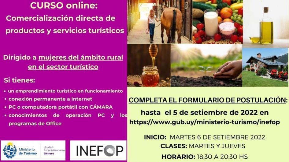 Convocatoria a mujeres rurales en el sector turístico del Uruguay para curso online