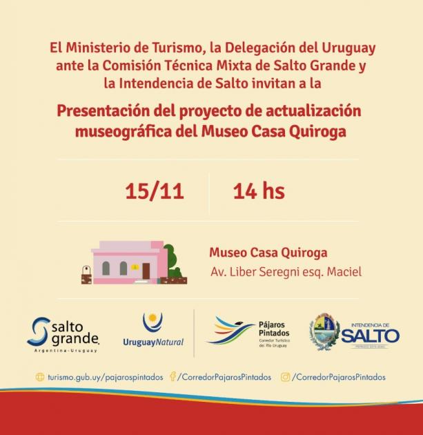Invitación Museo Casa Quiroga, 14:00 horas, Av Líber Seregni, esquina Maciel