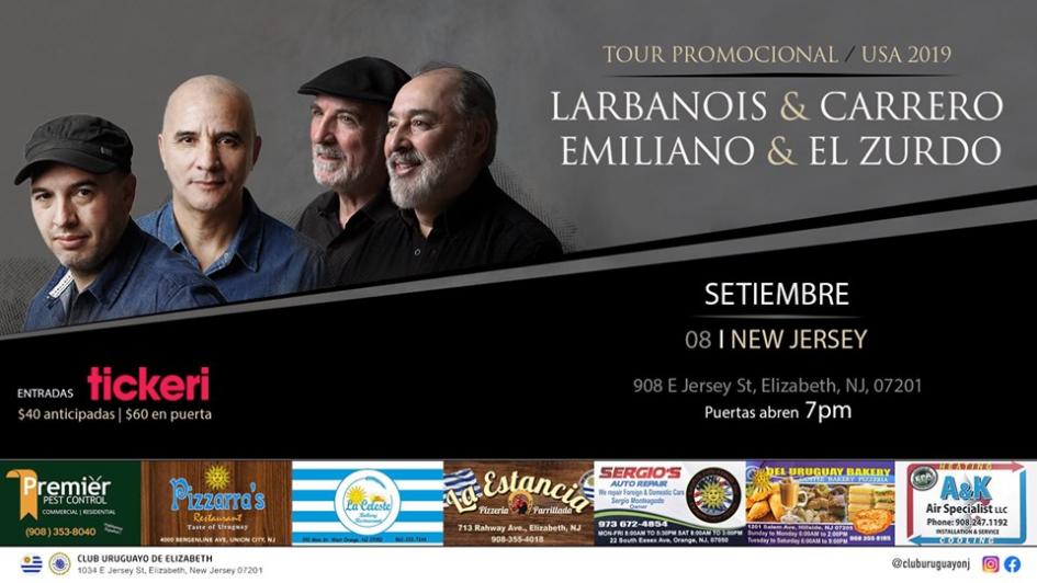 Afiche de Larbranois & Carrero y Emiliano & El Zurdo, actuarán el 8 de setiembre a las 19:00