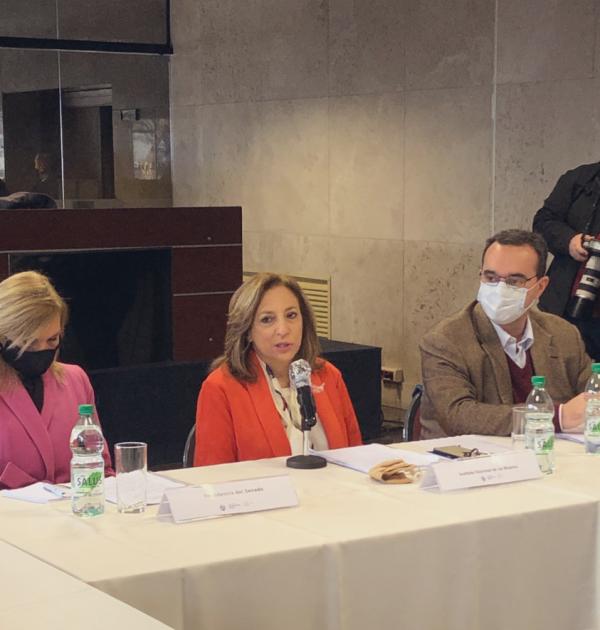 Vicepresidenta de la República, Beatriz Argimón; Directora de INMUJERES, Mónica Bottero y Ministro de Desarrollo Social, Pablo Bartol Vicepresidenta de la República, Beatriz Argimón; Directora de INMUJERES, Mónica Bottero y Ministro de Desarrollo Social, Pablo Bartol