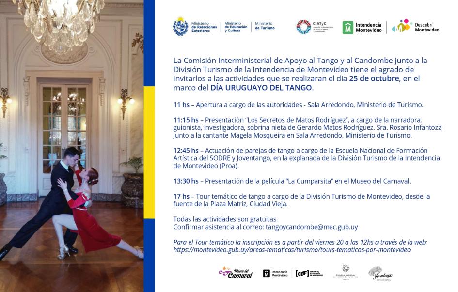 Actividades gratuitas en celebración del “Día Uruguayo del Tango” Actividades gratuitas en celebración del “Día Uruguayo del Tango”