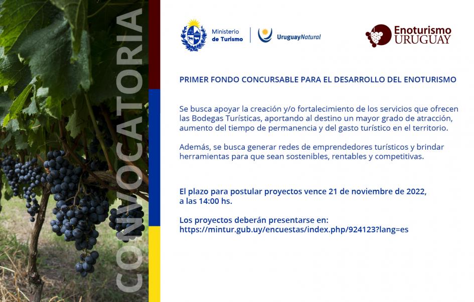 Primer fondo concursable para el desarrollo del enoturismo en Uruguay Primer fondo concursable para el desarrollo del enoturismo en Uruguay