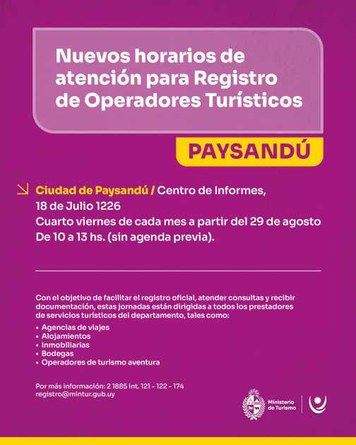 Nuevos horarios de atención para Paysandú