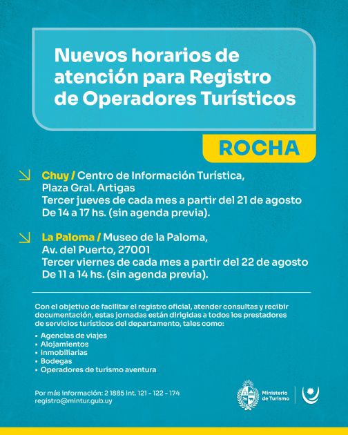 Nuevos horarios de atención para Rocha Nuevos horarios de atención para Rocha