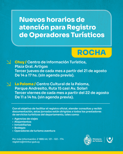 Nuevos horarios de atención para Rocha