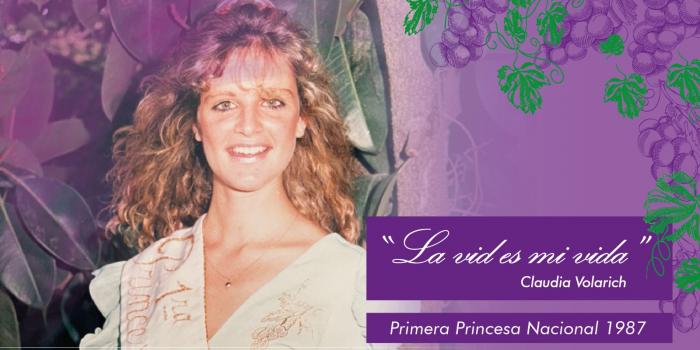 Claudia Volarich, 1ª Princesa Nacional de la Vendimia en 1987. Claudia Volarich, 1ª Princesa Nacional de la Vendimia en 1987.