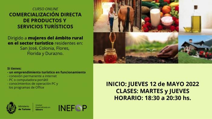 Convocatoria de MINTUR e INEFOP a mujeres rurales en el sector turístico de región Centro Sur, para curso online Convocatoria a mujeres rurales en el sector turístico de región Centro Sur, para curso online