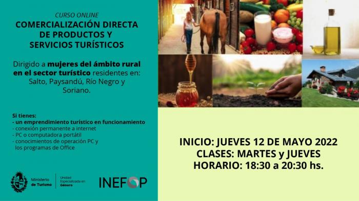 Convocatoria de MINTUR e INEFOP a mujeres rurales en el sector turístico de región Litoral, para curso online Convocatoria a mujeres rurales en el sector turístico de región Litoral, para curso online