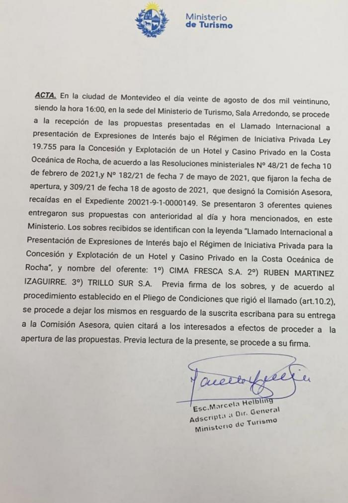 Carta recepción de propuestas Carta recepción de propuestas