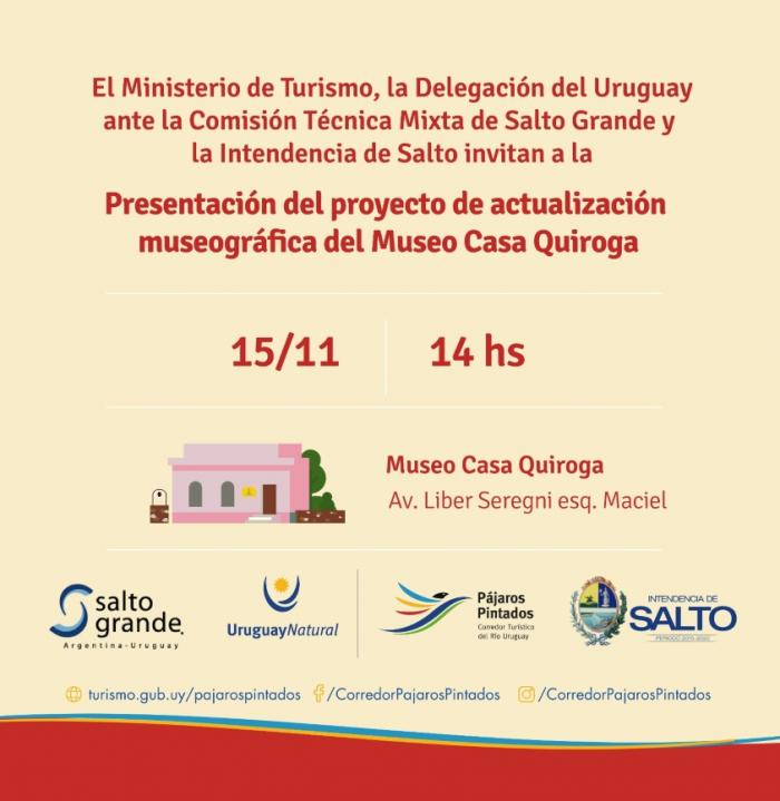 Invitación Museo Casa Quiroga, 14:00 horas, Av Líber Seregni, esquina Maciel