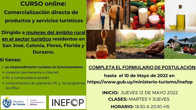 Convocatoria a mujeres rurales en el sector turístico de región Centro Sur, para curso online