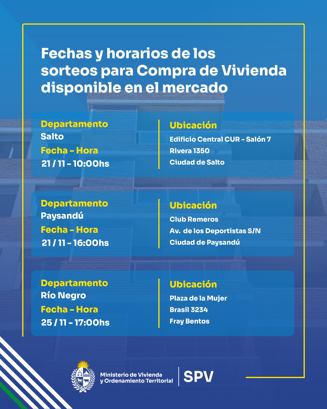 21 al 25 de noviembre - Sorteos de Vivienda
