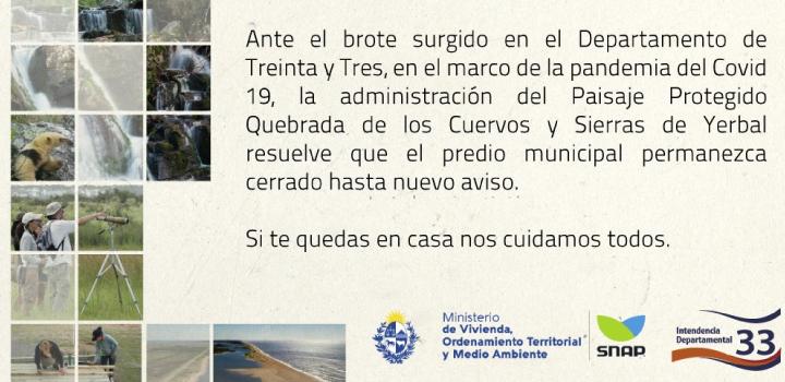 Folleto Cierre ante el brote de COVID 19 en el Deparamento de Treinta y Tres.