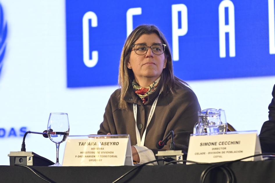 Ministra Tamara Paseyro exponiendo en mesa de CEPAL