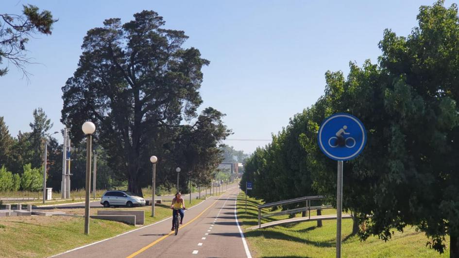 Ciclovías Uruguay Persona andando en bicicleta por una ciclovía