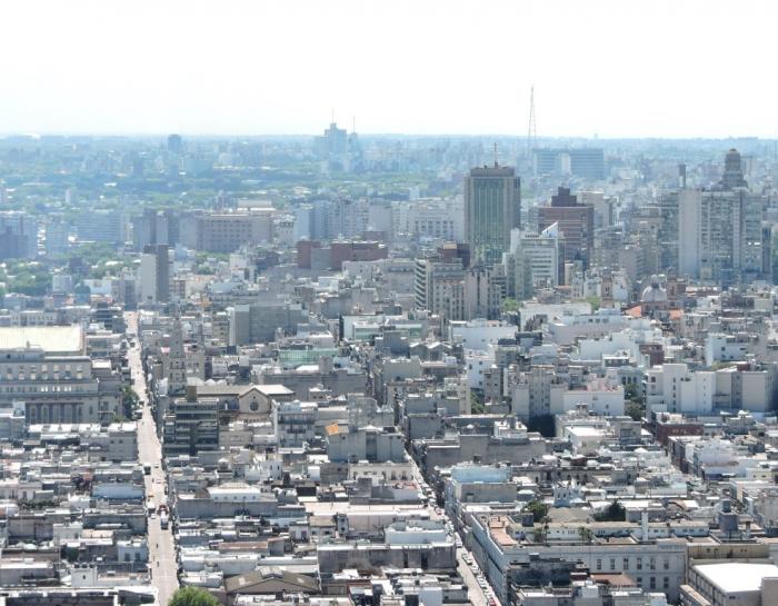 Vista aérea de la zona centro, Montevideo
