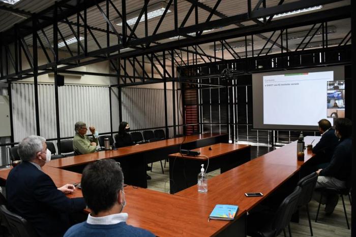 Presentación de consultoría para la IIGOT en la sala de reuniones de Dinot