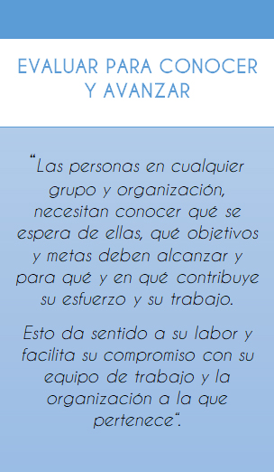 “Las personas en cualquier grupo y organización, necesitan conocer qué se espera de ellas, qué objetivos y metas deben alcanzar y para qué y en qué contribuye su esfuerzo y su trabajo. Esto da sentido a su labor y facilita su compromiso con su equipo de trabajo y la organización a la que pertenece“.