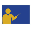 Avatar de un docente señalando un pizarrónn