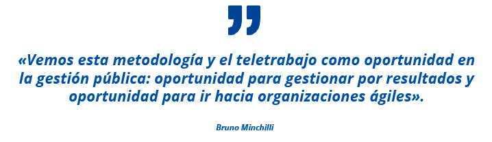 «Vemos esta metodología y el teletrabajo como oportunidad en la gestión pública: oportunidad para gestionar por resultados y oportunidad para ir hacia organizaciones ágiles». Bruno Minchilli