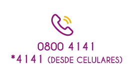 Ícono de teléfono con los siguientes números: 0800 4141 *4141 (DESDE CELULARES)